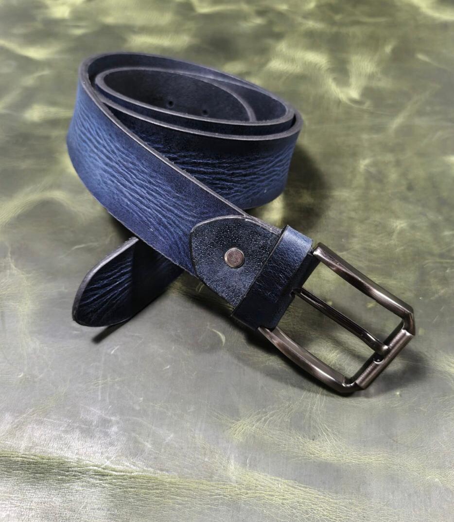 Navy Textured Pin-Buckle Belt