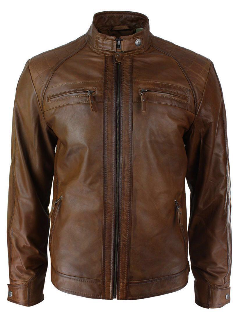 Walnut Four-Pocket Cafe Racer Jacket